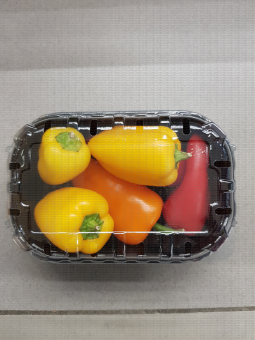 Barquette plastique de poivrons (jaune,orange et rouge)